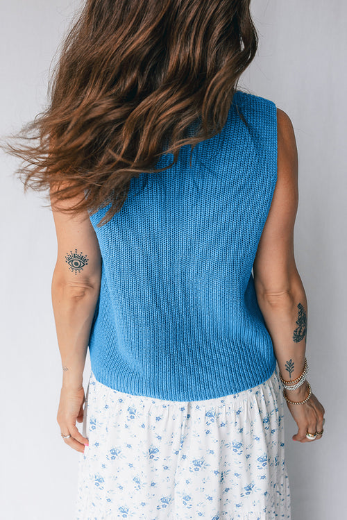 Gilet sans manches bleu crépuscule à motif graphique d'été