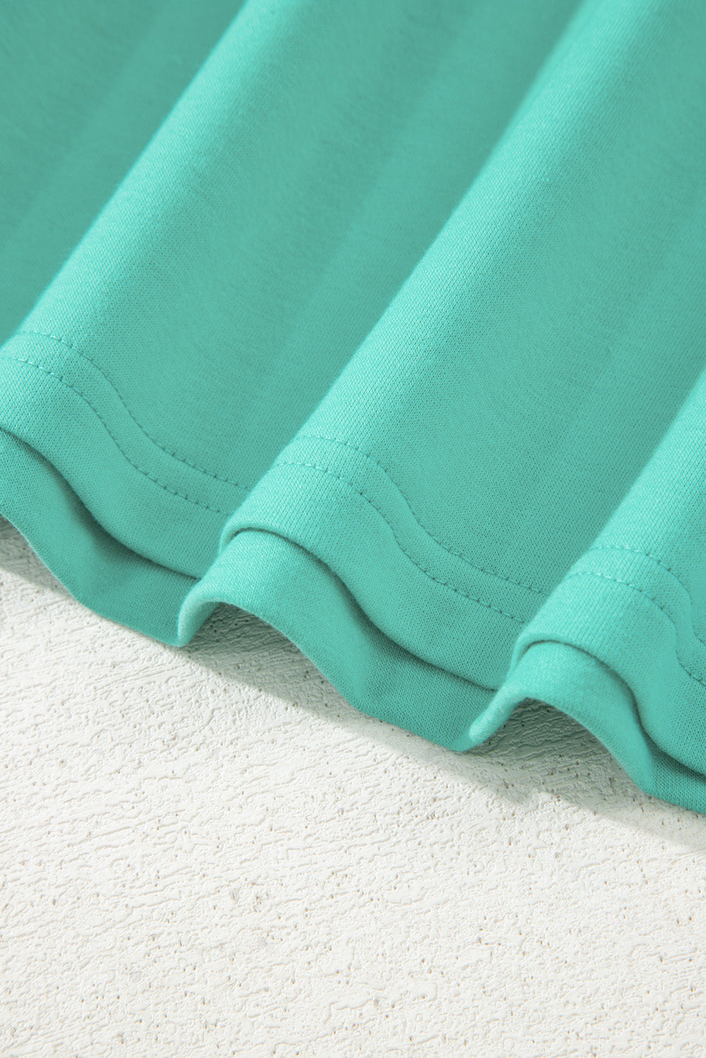 Sea Green Solid Color Plus Size Pullover and Loose Shorts Set