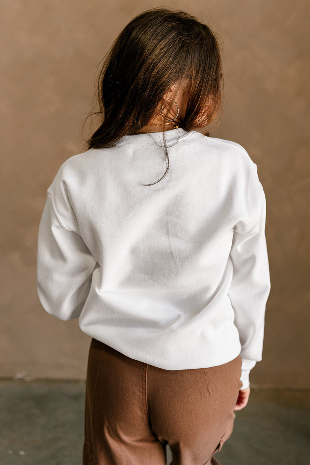 White FOOTBALL Letter Graphic Crew Neck Sweatshirt