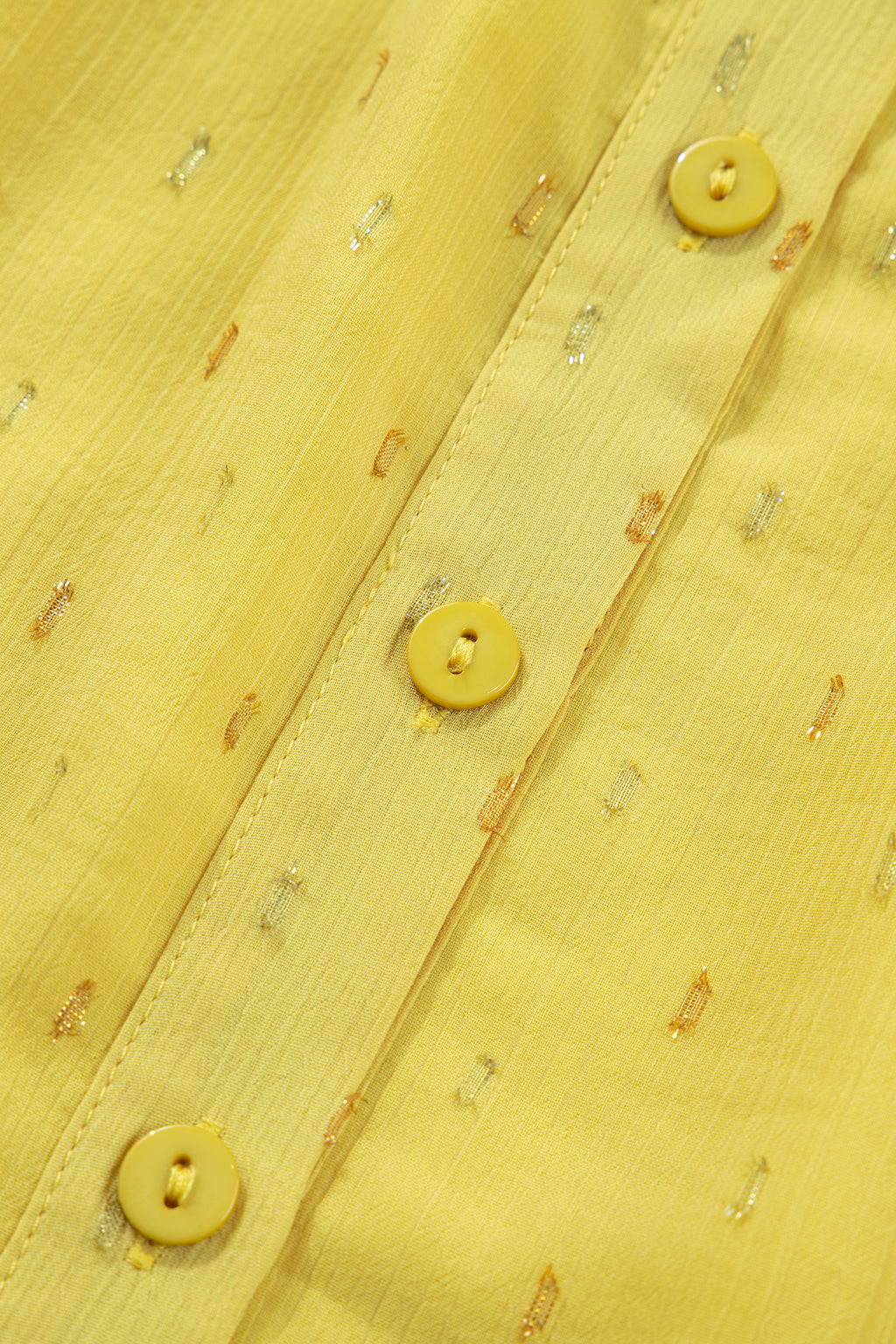 Yellow Cream Metallic Jacquard Short Sleeve Shirt