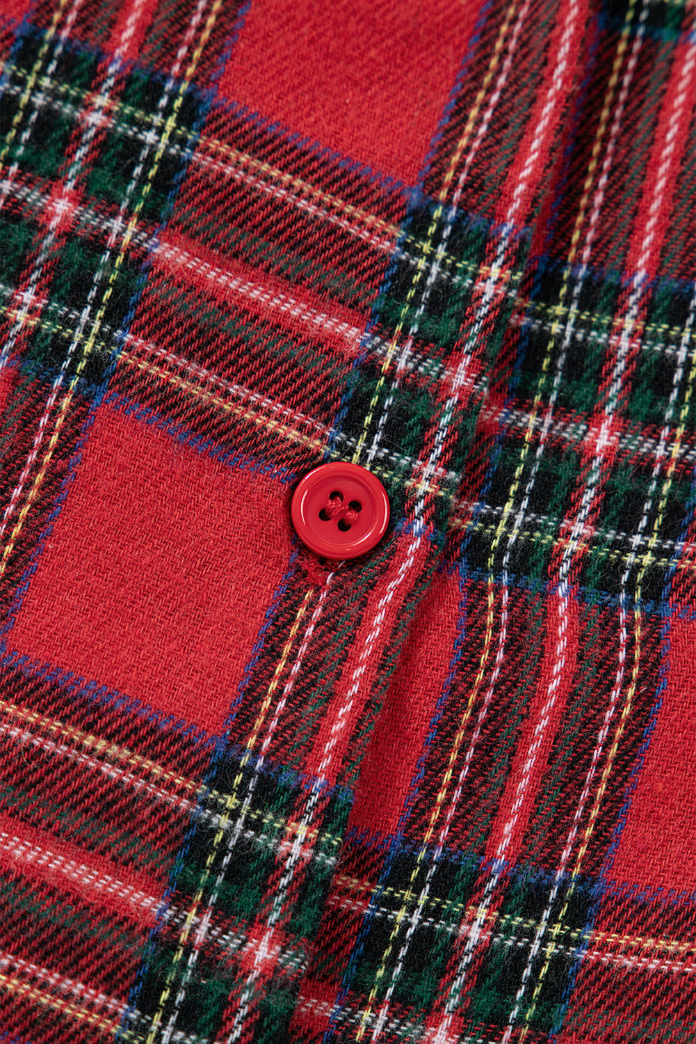 Ensemble pyjama grande taille rouge à carreaux patchwork, chemise à manches longues et short