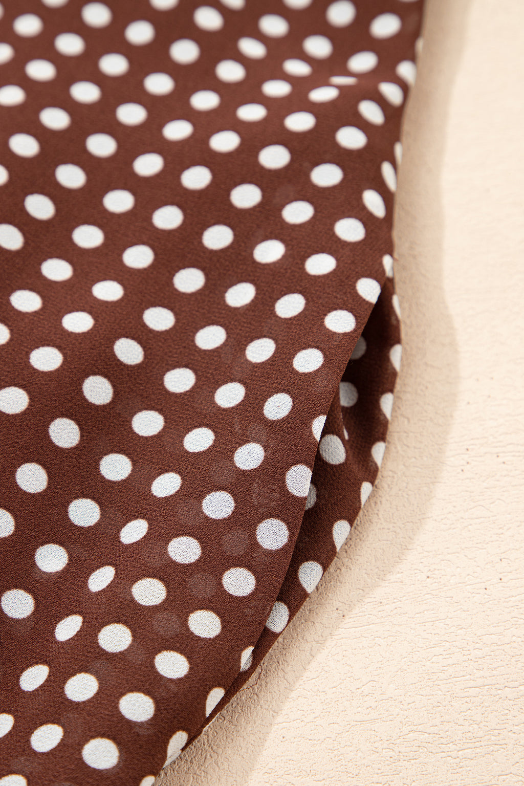 Coffee Polka Dot Print Backless Ruffled Tiered Maxi Dress