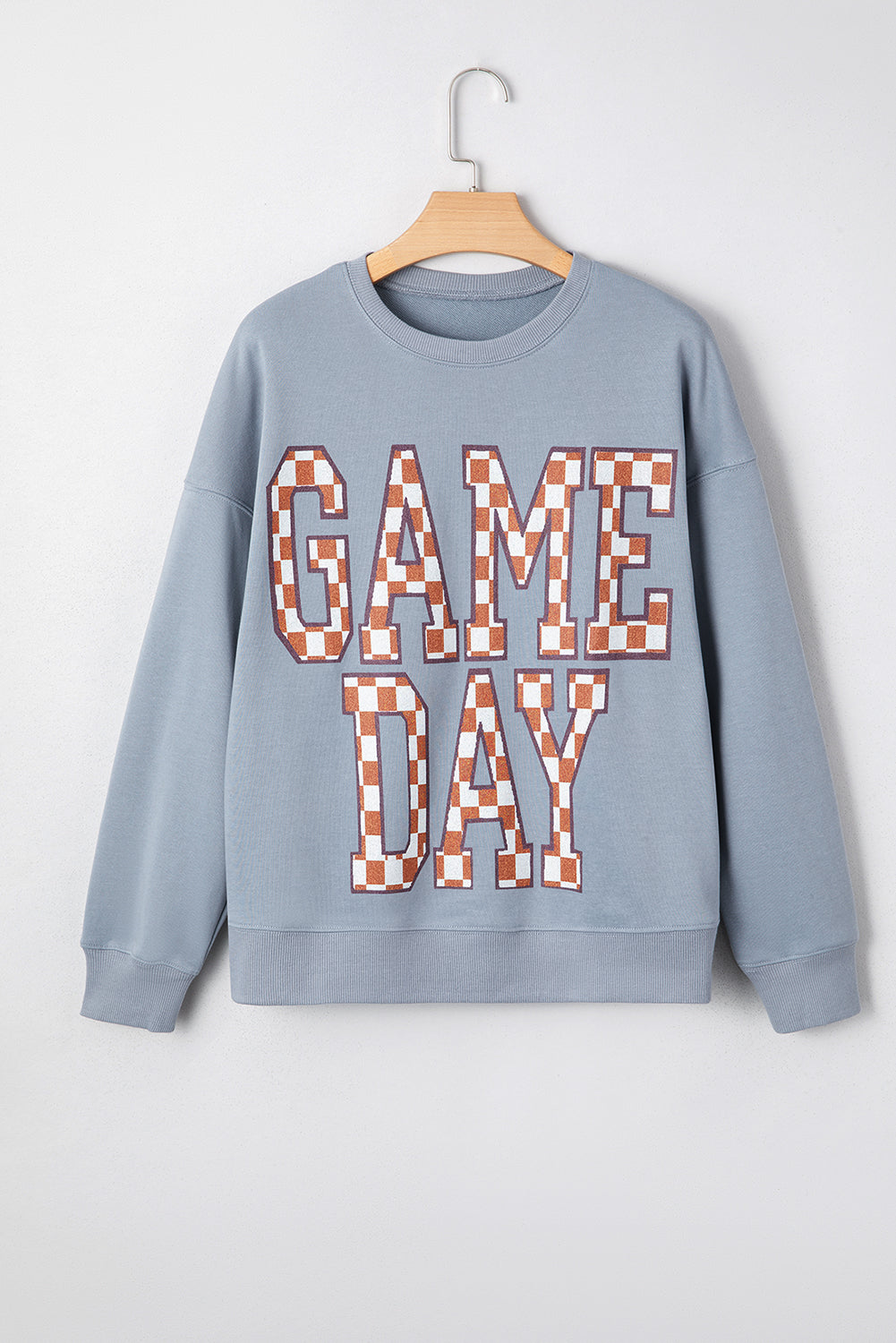 Sleet GAME DAY Checkered Letter Graphic Oversized Sweatshirt
