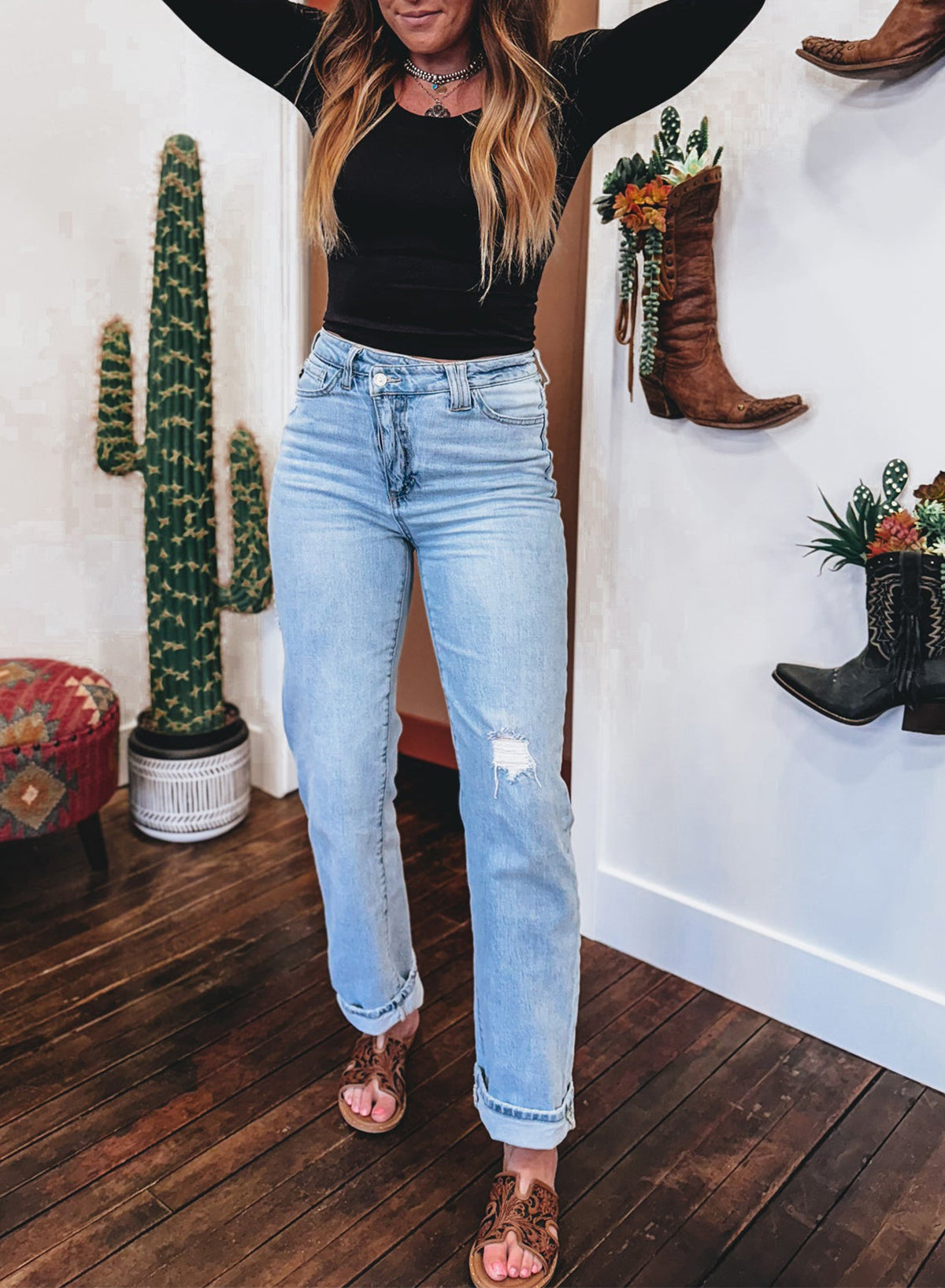 Black Solid Color Long Sleeve Slim Fit Top