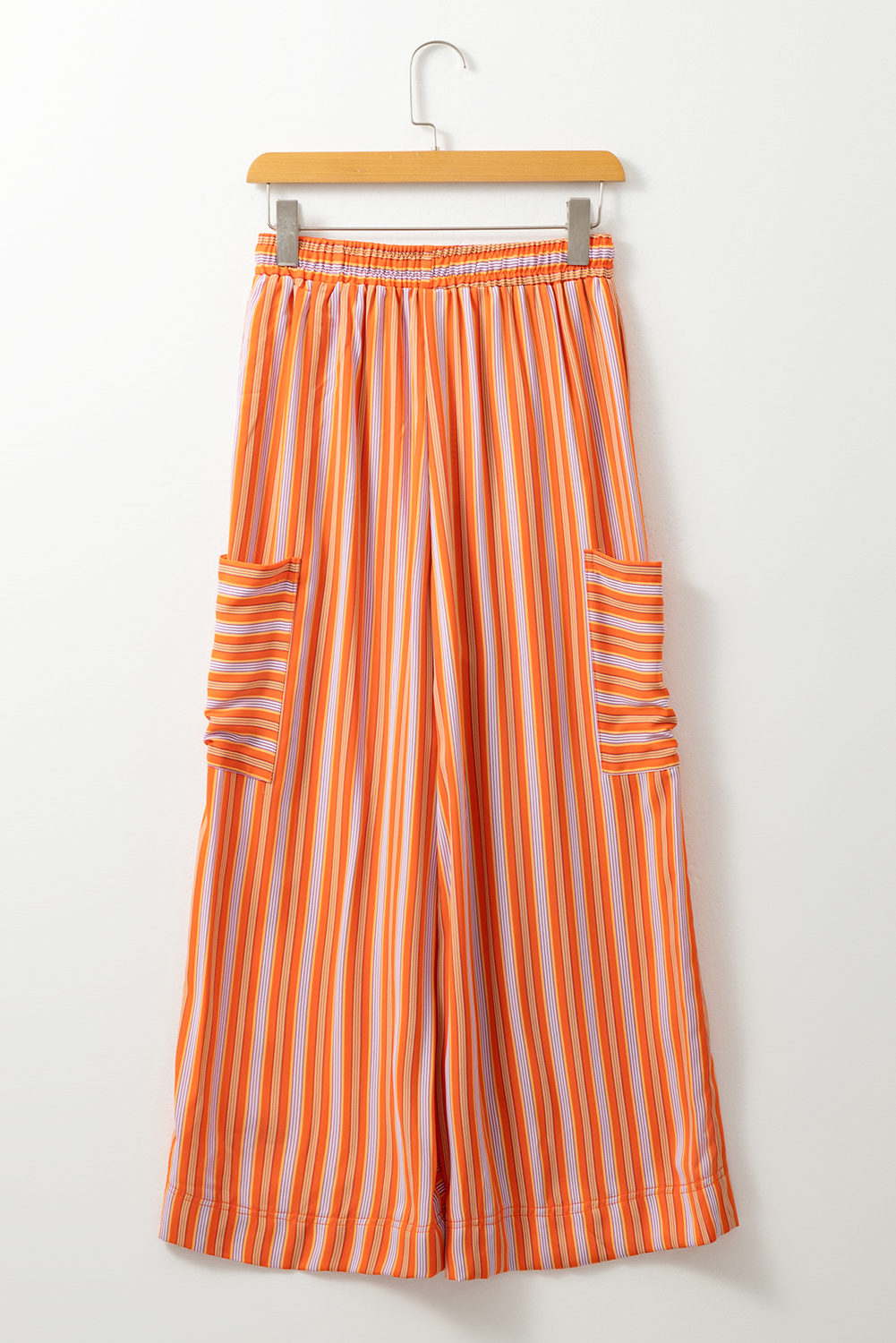 Orange Stripe Cropped Palazzo Pants with Pockets