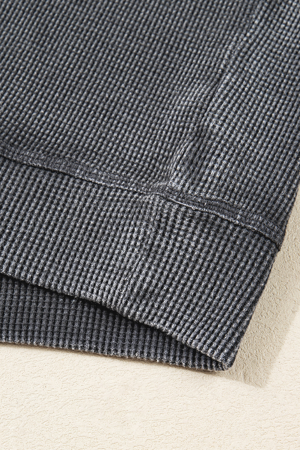 Top holgado de manga larga liso acanalado verde niebla