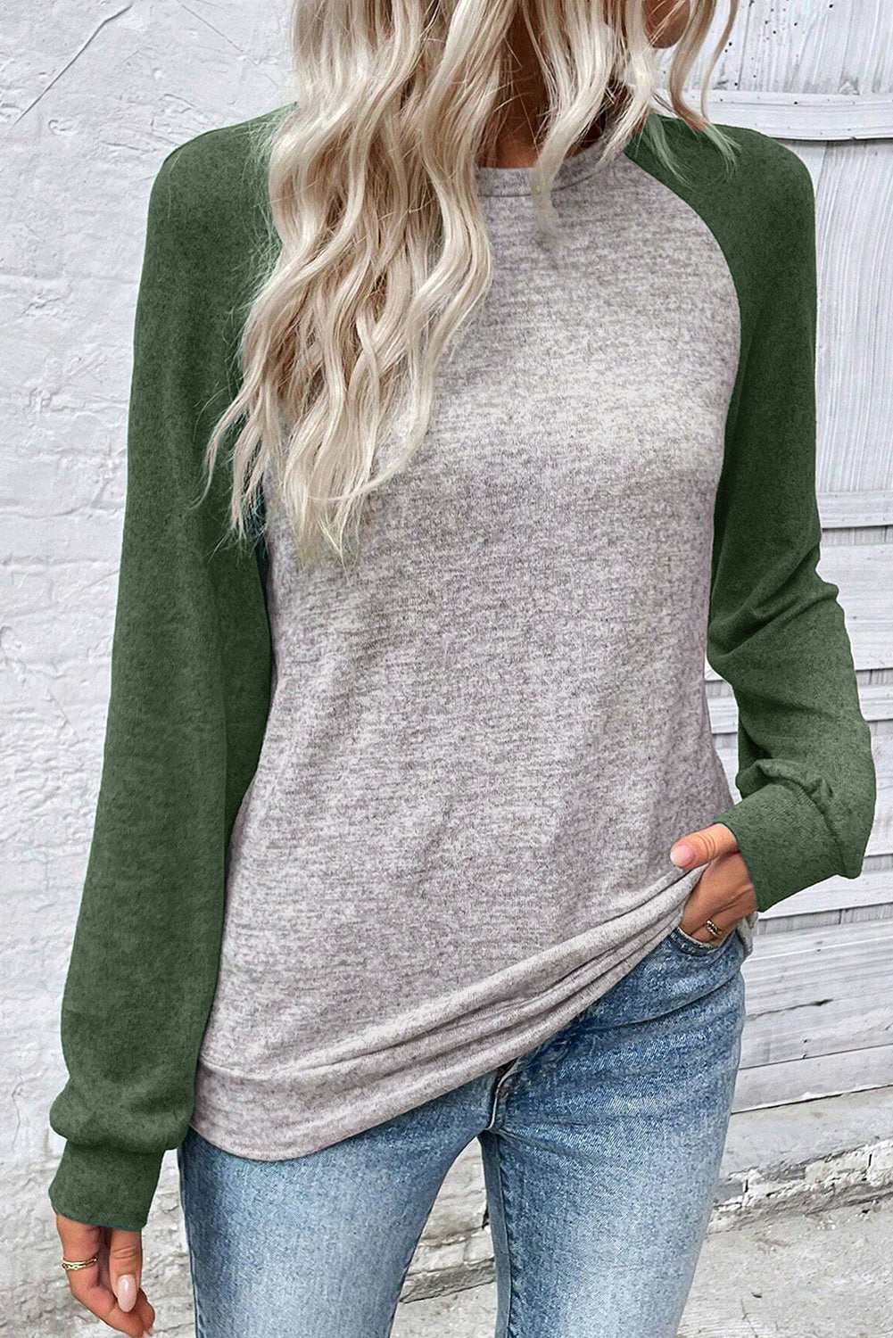 Evergreen Colorblock Raglan Long Sleeve T Shirt