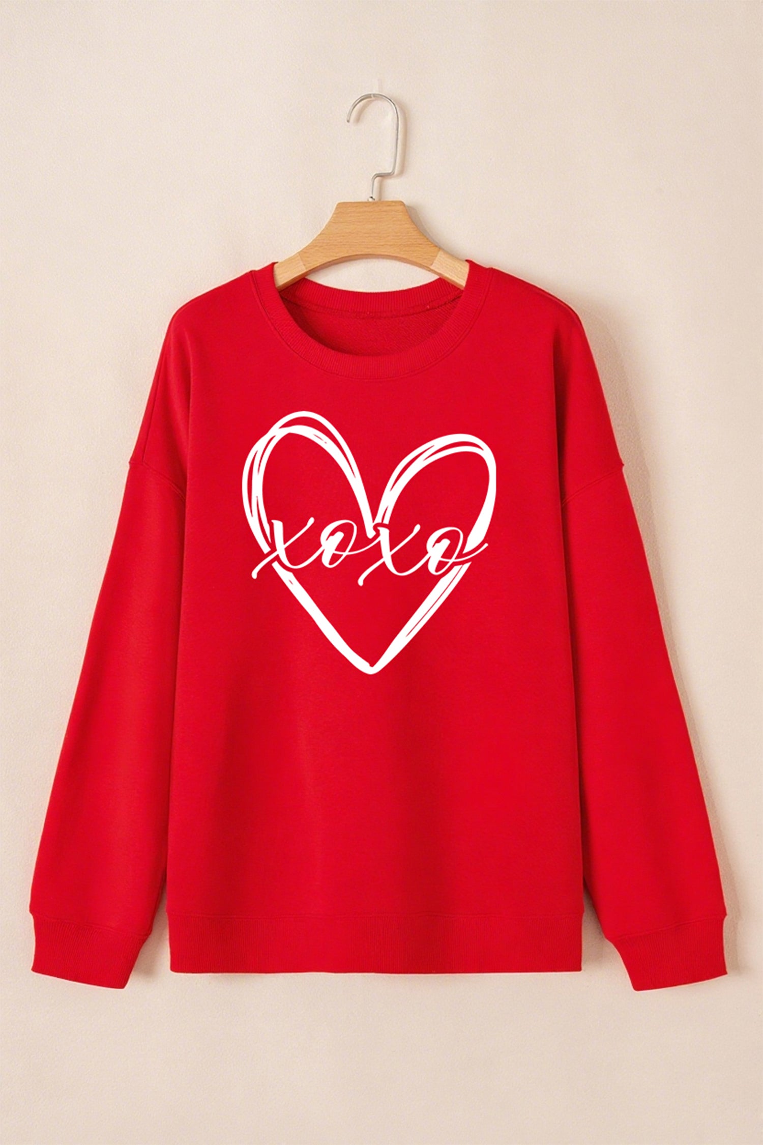 Sudadera con estampado de corazón de San Valentín rojo xoxo