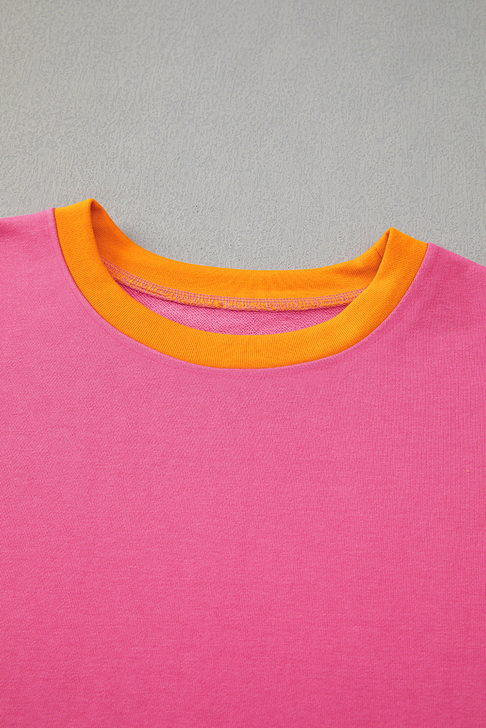 Rose Red Colorblock Patchwork Long Sleeve Top and Pants Set