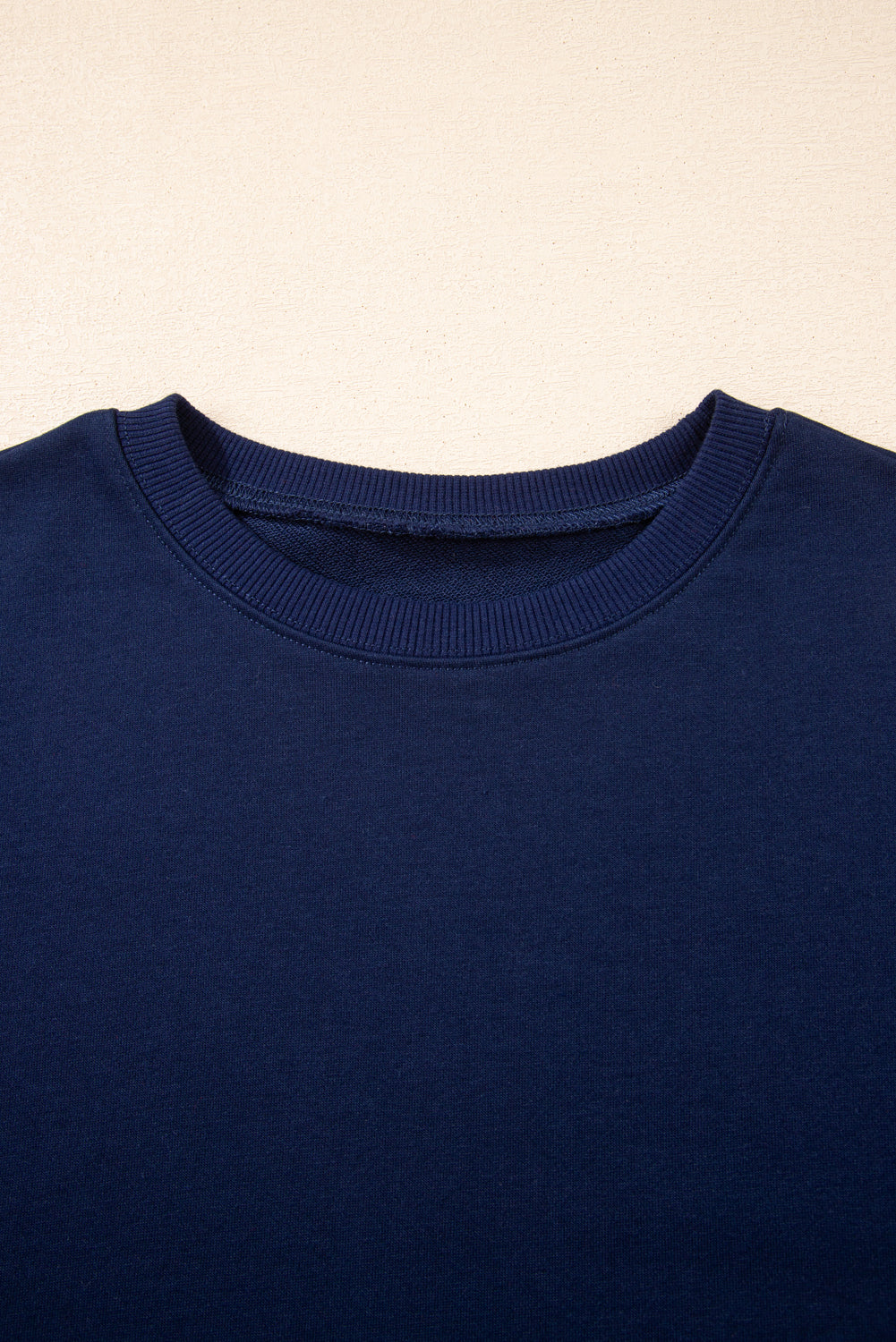 Navy Blue Varsity Stripe Detail Drop Shoulder Pullover Mini Skort Set