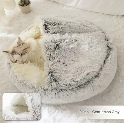 Cama 2 en 1 para perros y gatos, cama de invierno para mascotas, cama redonda de felpa cálida, cama de felpa larga y suave para mascotas, productos para mascotas