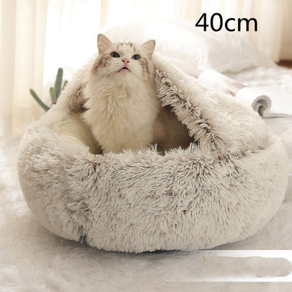 Cama 2 en 1 para perros y gatos, cama de invierno para mascotas, cama redonda de felpa cálida, cama de felpa larga y suave para mascotas, productos para mascotas