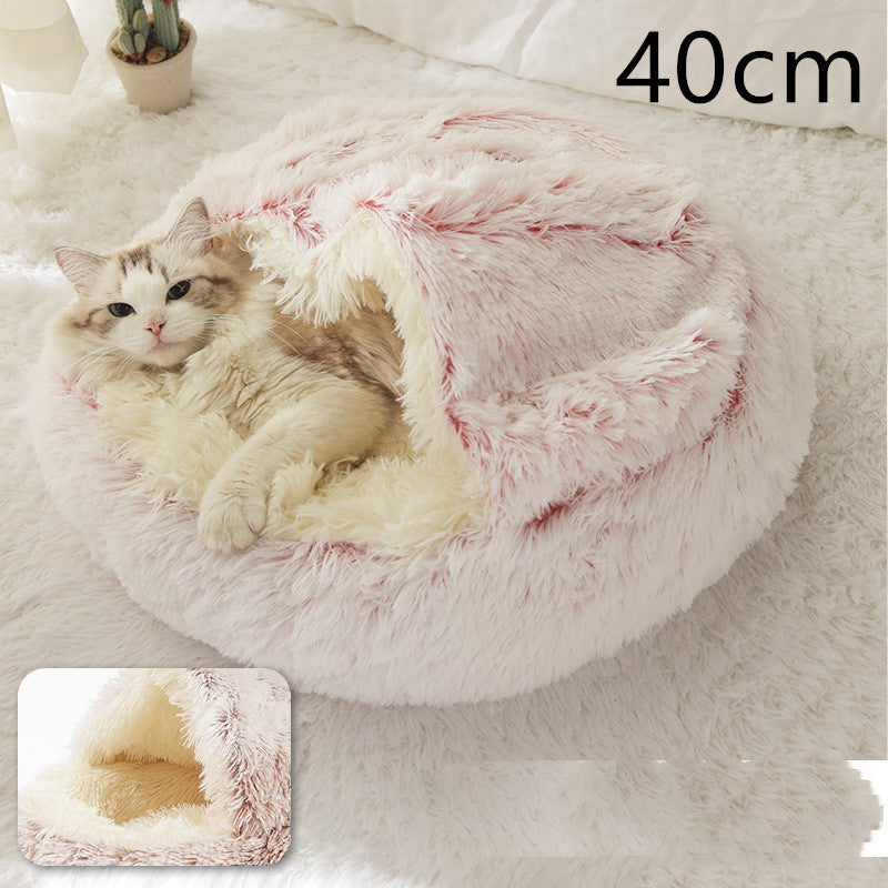 Cama 2 en 1 para perros y gatos, cama de invierno para mascotas, cama redonda de felpa cálida, cama de felpa larga y suave para mascotas, productos para mascotas