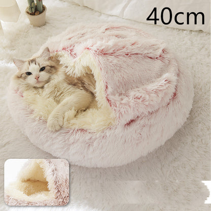 Cama 2 en 1 para perros y gatos, cama de invierno para mascotas, cama redonda de felpa cálida, cama de felpa larga y suave para mascotas, productos para mascotas