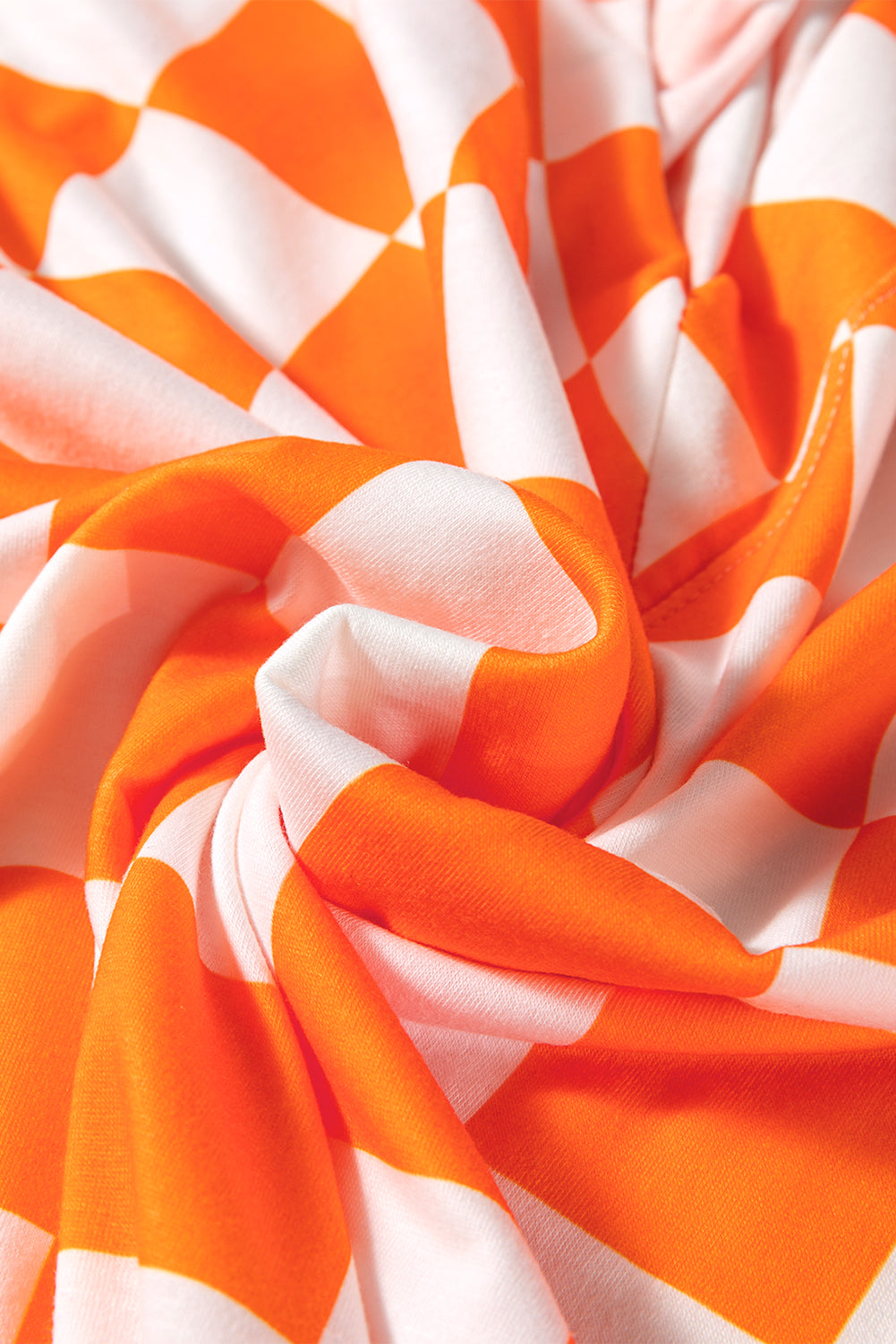 Ensemble de pyjama à poches et col en V à imprimé à carreaux orange