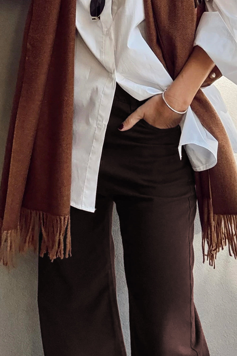 Red Dahlia Solid Color Loose Straight High Waist Jeans