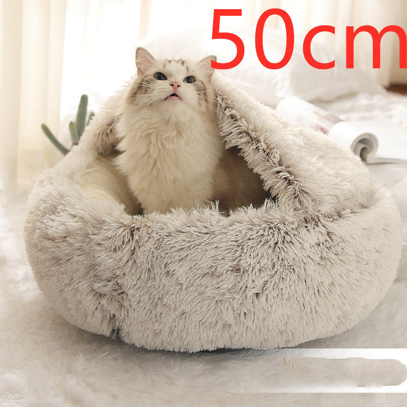 Cama 2 en 1 para perros y gatos, cama de invierno para mascotas, cama redonda de felpa cálida, cama de felpa larga y suave para mascotas, productos para mascotas