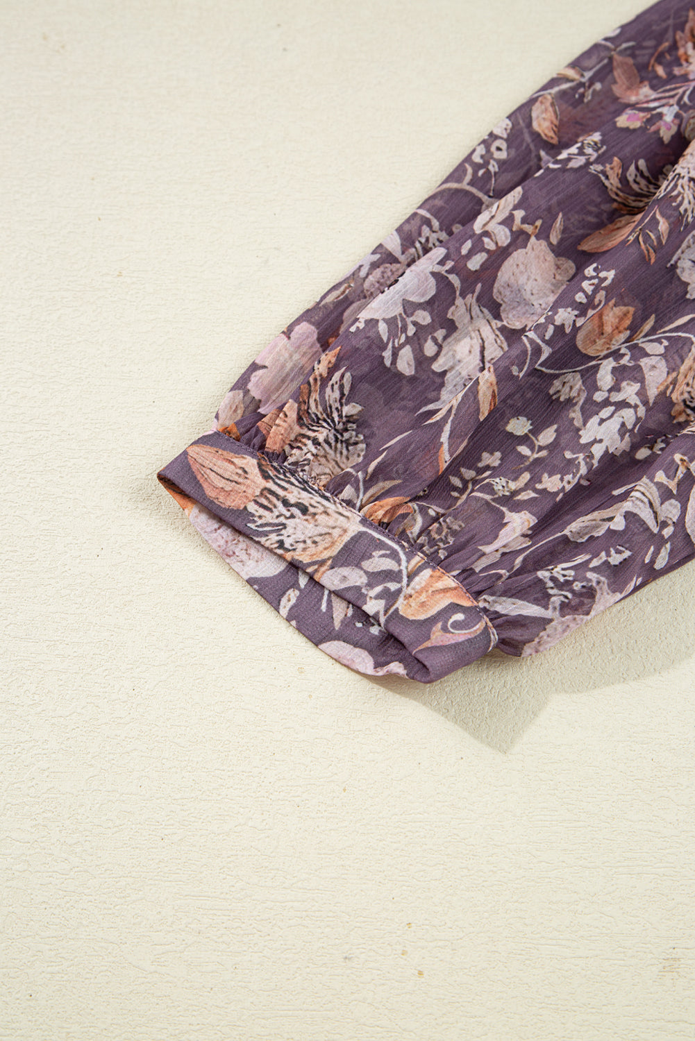 Blue Boho Floral Print 3/4 Sleeve Babydoll Blouse