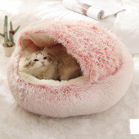 Cama 2 en 1 para perros y gatos, cama de invierno para mascotas, cama redonda de felpa cálida, cama de felpa larga y suave para mascotas, productos para mascotas