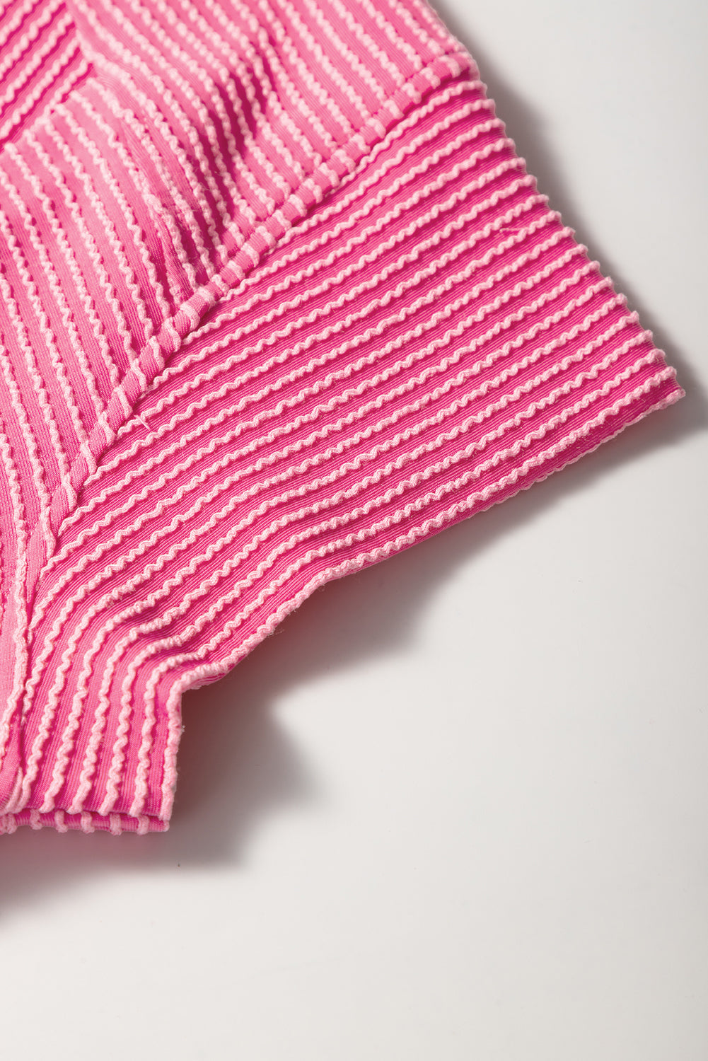 Blue Solid Corded Short Sleeve T Shirt and Wide Leg Pants Set