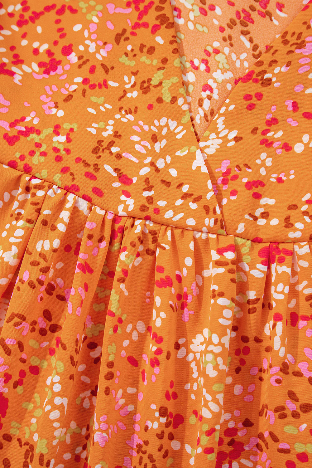 Blouse babydoll à imprimé abstrait Bonbon, coupe ample, col en V et style babydoll