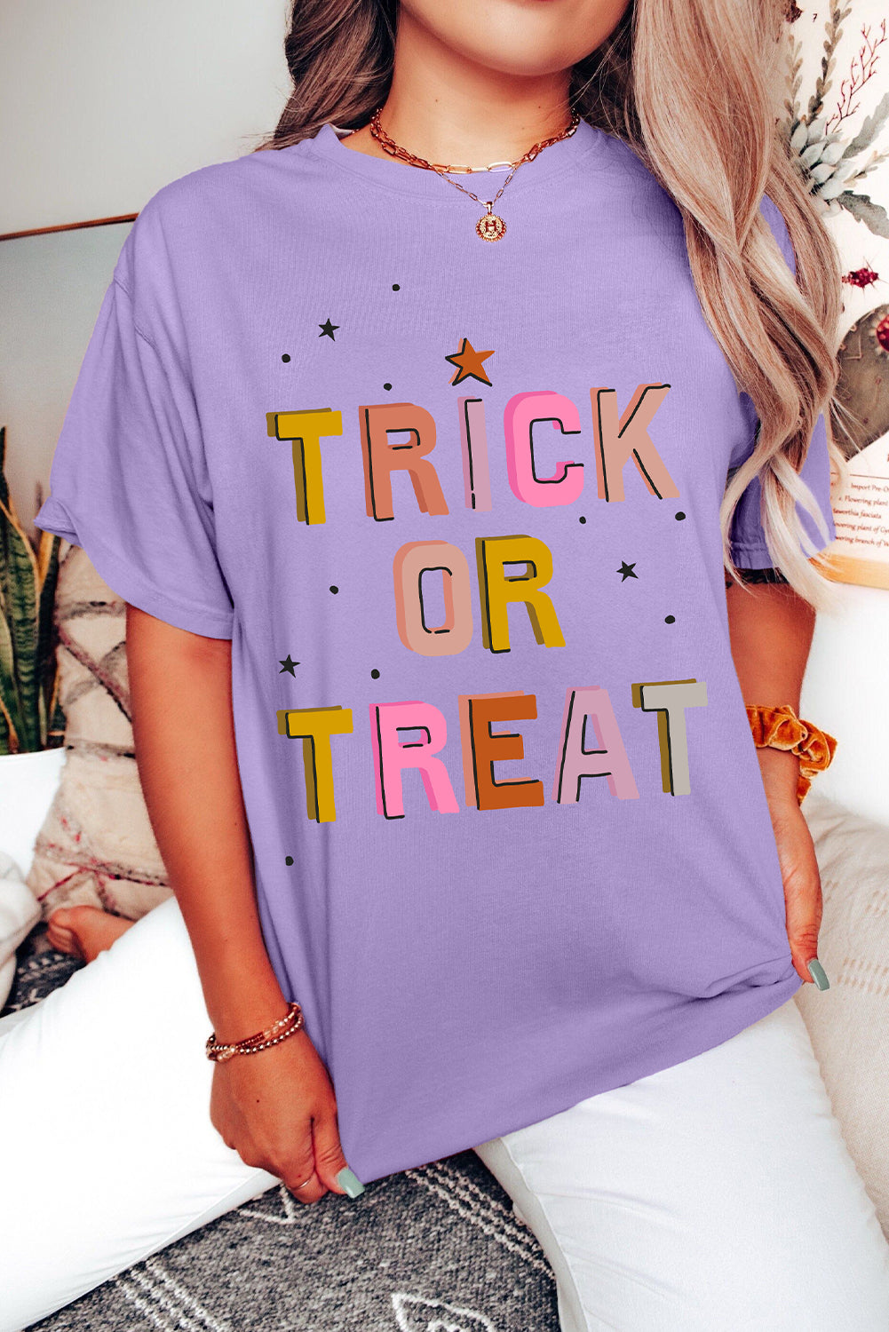Wisteria TRICK OR TREAT Halloween Fashion Graphic T Shirt