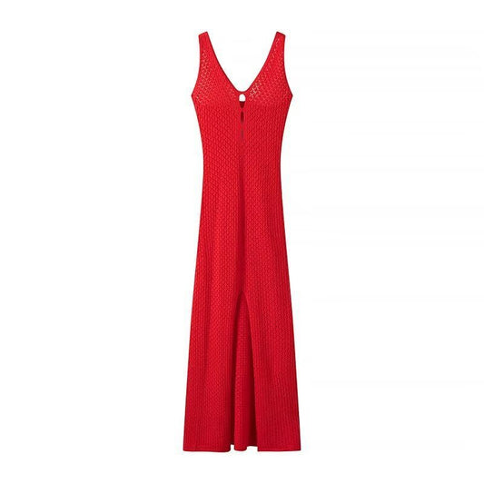 Women's halter neck V-neck knitted dress