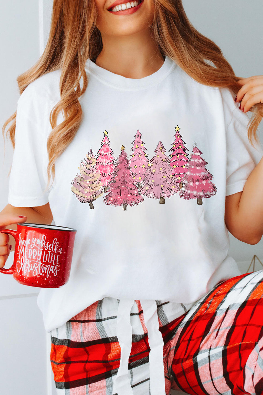 White Christmas Trees Fashion Graphic Tee
