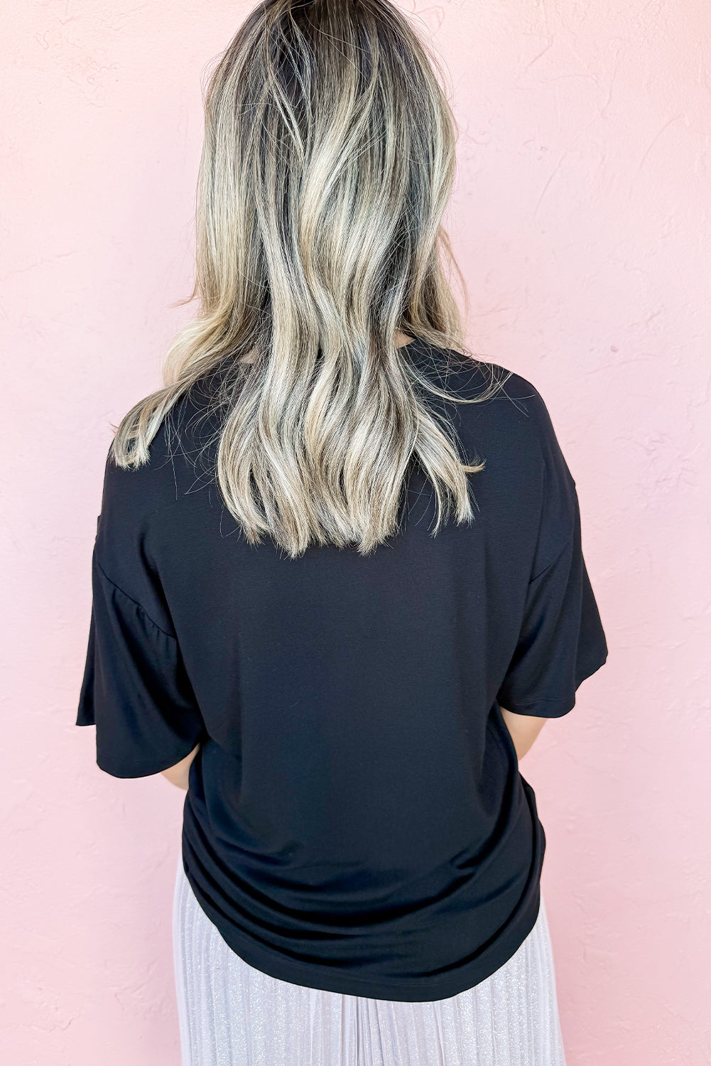 Black Game Day Number 9 Baseball Pattern Oversize Tee