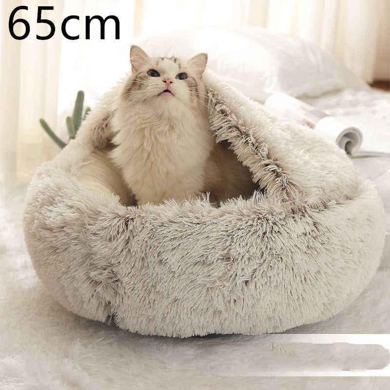 Cama 2 en 1 para perros y gatos, cama de invierno para mascotas, cama redonda de felpa cálida, cama de felpa larga y suave para mascotas, productos para mascotas