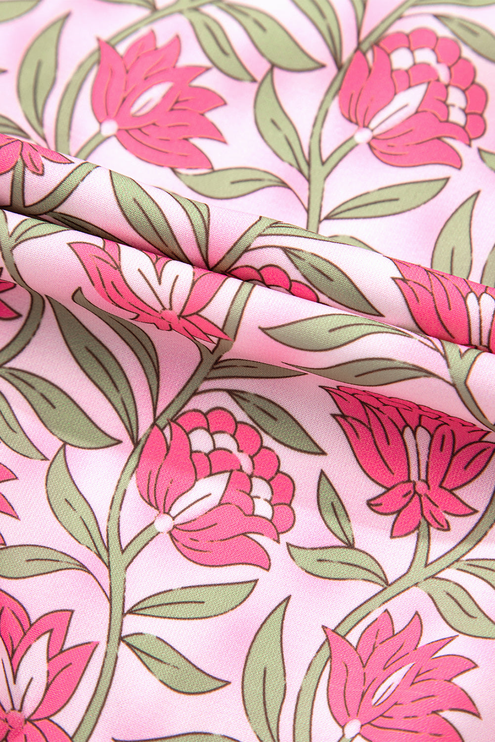 Conjunto de minifalda y top corto con estampado floral bohemio rosa