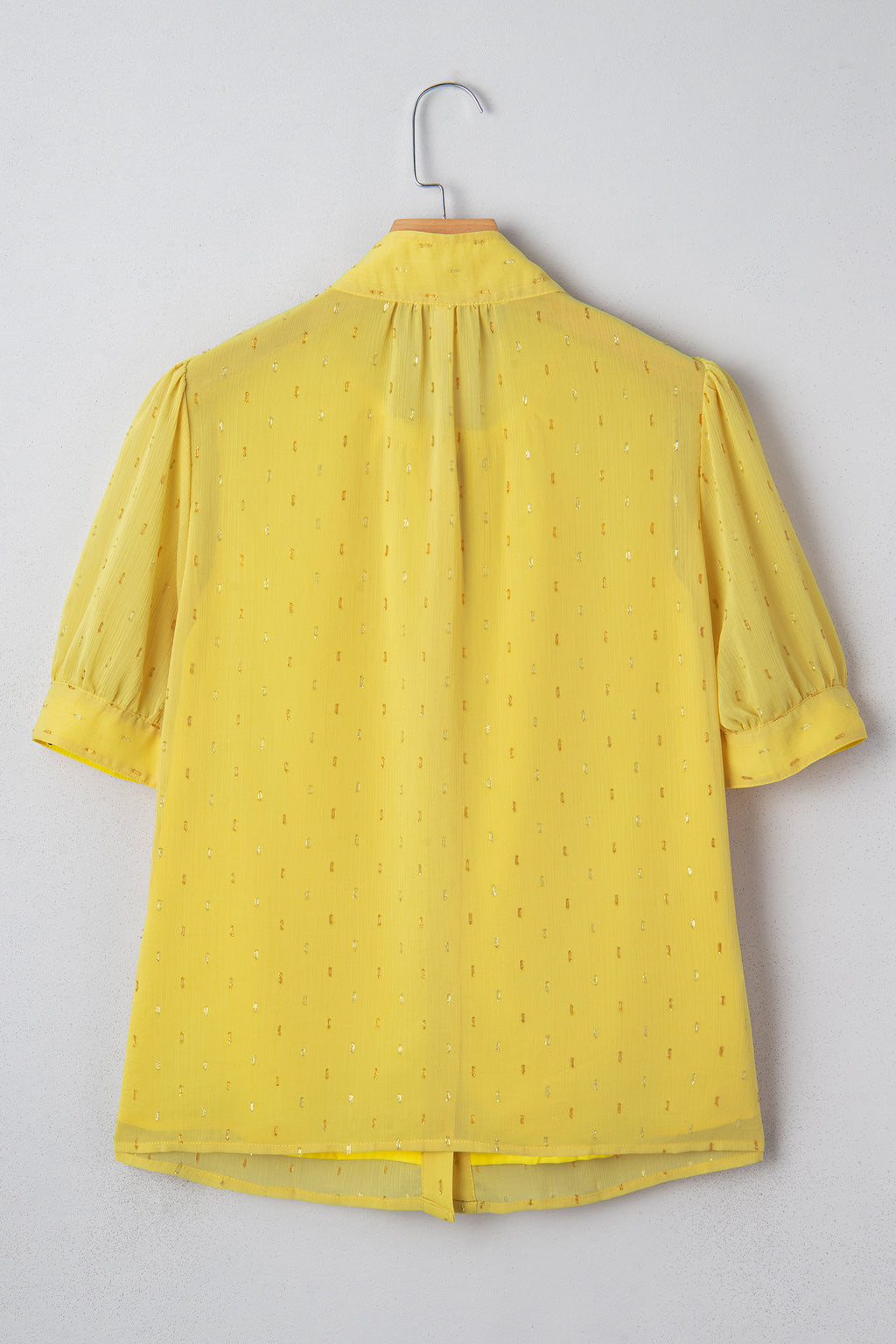 Yellow Cream Metallic Jacquard Short Sleeve Shirt