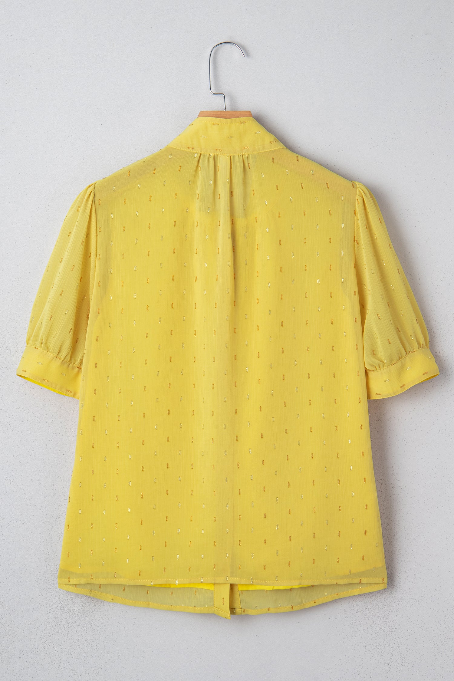 Yellow Cream Metallic Jacquard Short Sleeve Shirt