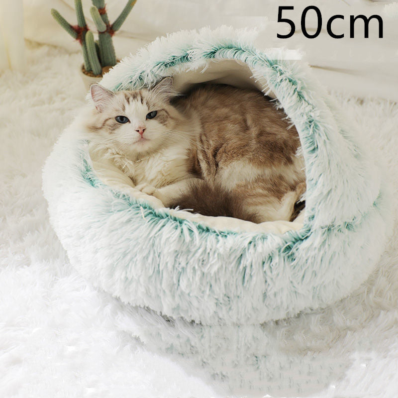 Cama 2 en 1 para perros y gatos, cama de invierno para mascotas, cama redonda de felpa cálida, cama de felpa larga y suave para mascotas, productos para mascotas