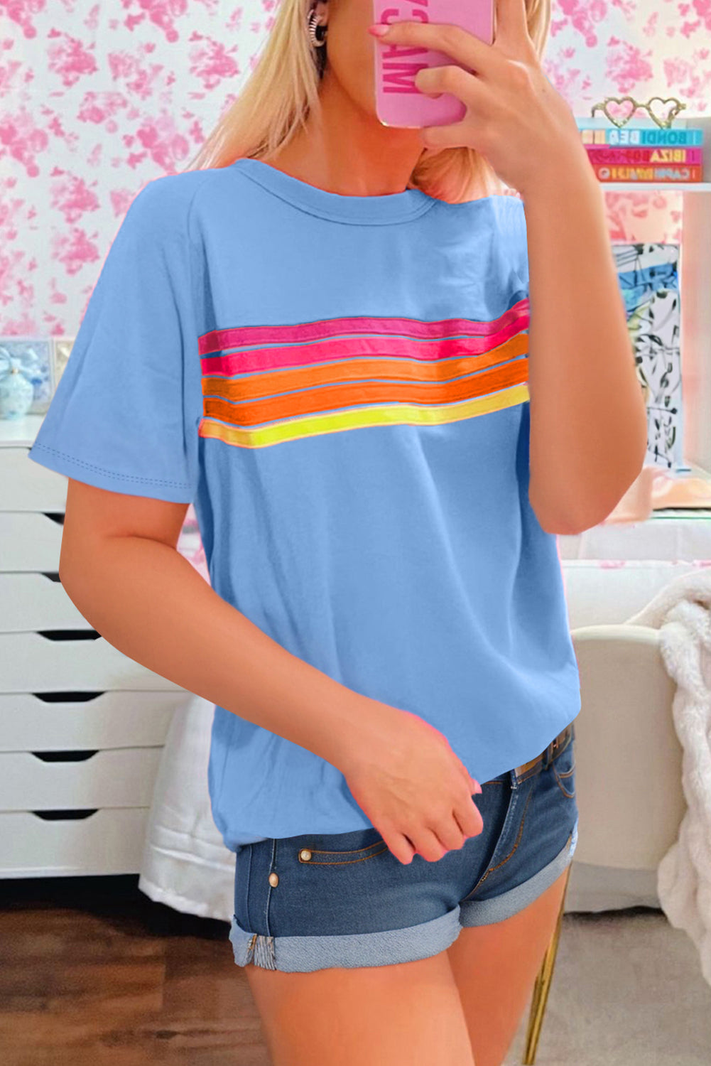Bonbon Colorful Striped Casual Tee