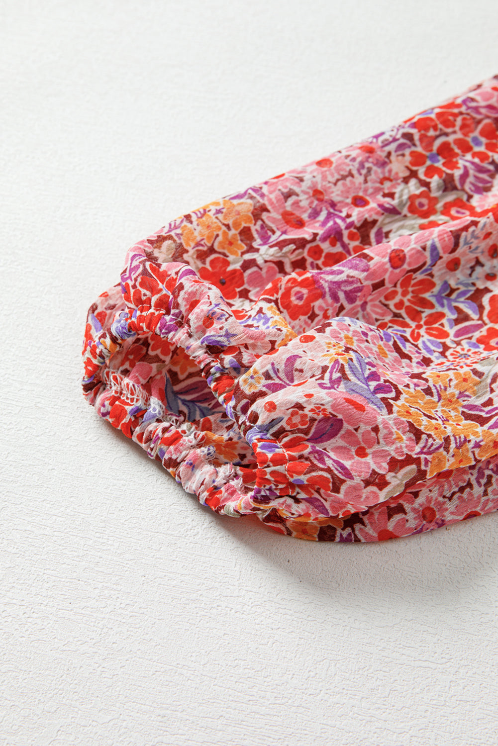 Golden Apricot Boho Floral Print V Neck Long Sleeve Blouse