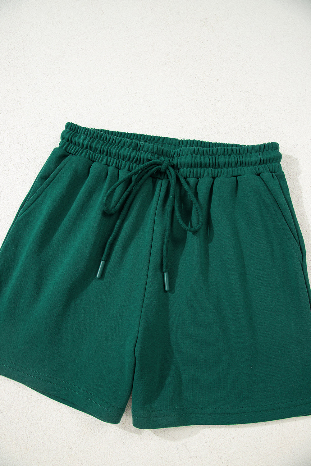 Evergreen Varsity Striped Sleeve Drop Shoulder Sweatshirt and Shorts Set