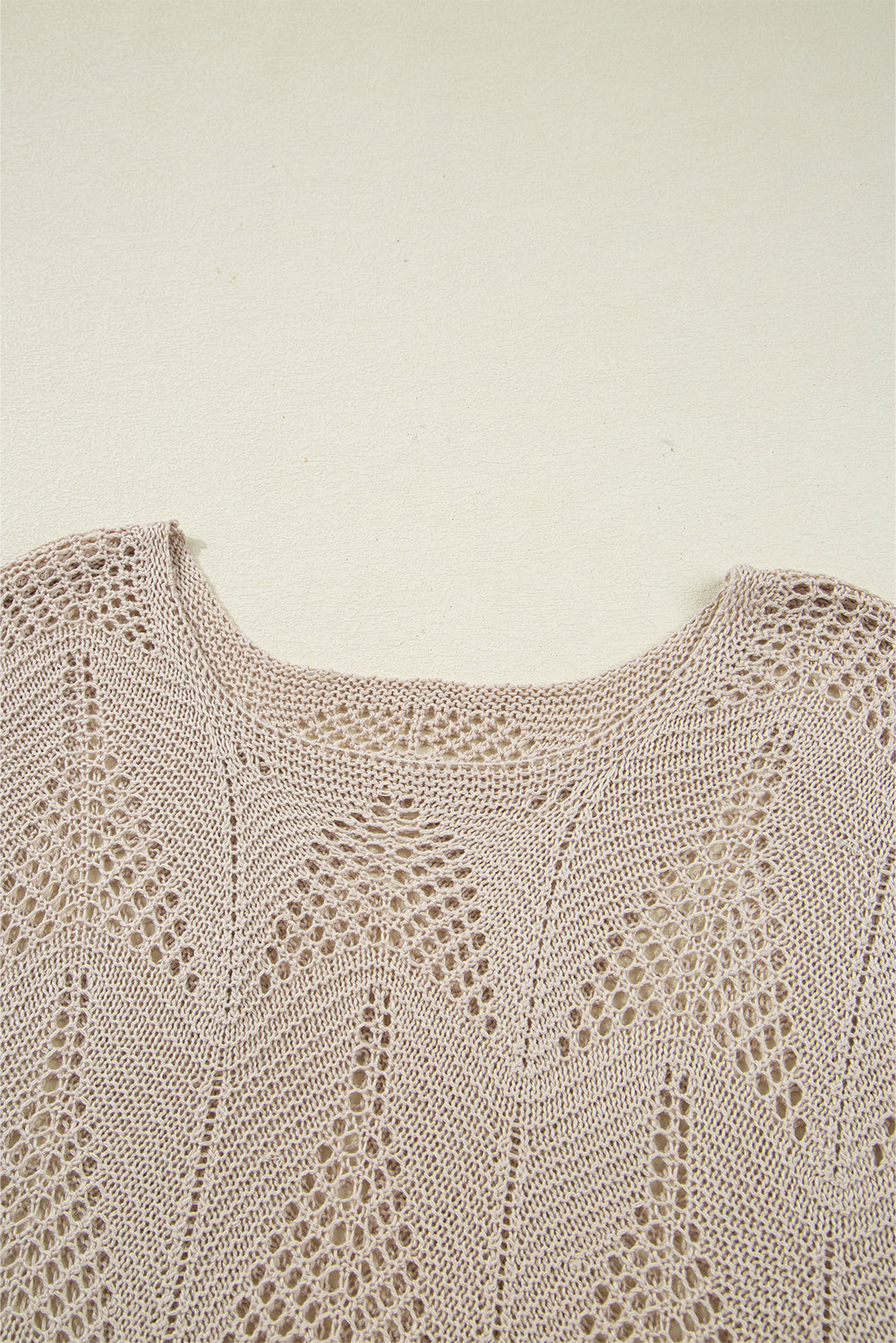 Seagrass Hollow Out Knit 3/4 Sleeve Loose Sweater
