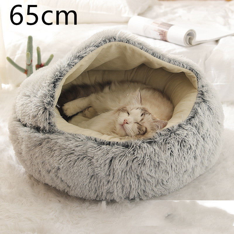 Cama 2 en 1 para perros y gatos, cama de invierno para mascotas, cama redonda de felpa cálida, cama de felpa larga y suave para mascotas, productos para mascotas