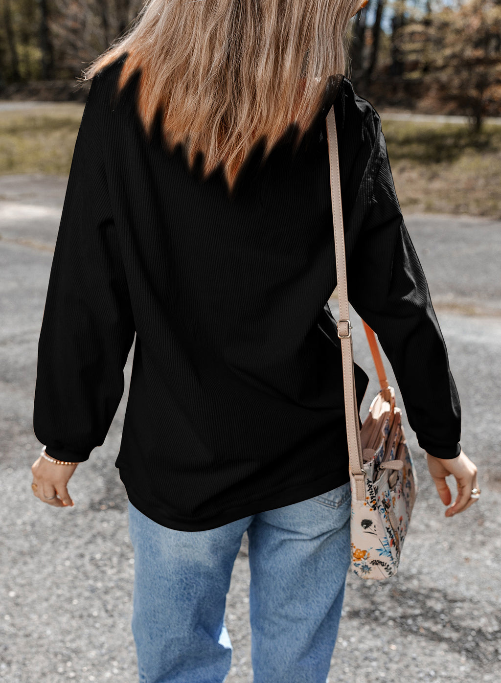 Dark Blue Football Graphic Drop Shoulder Game Day Corded Sweatshirt