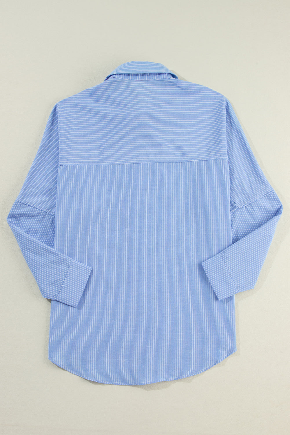 Black Stripe Roll-tab Sleeve Pocketed Tunic Shirt Shacket