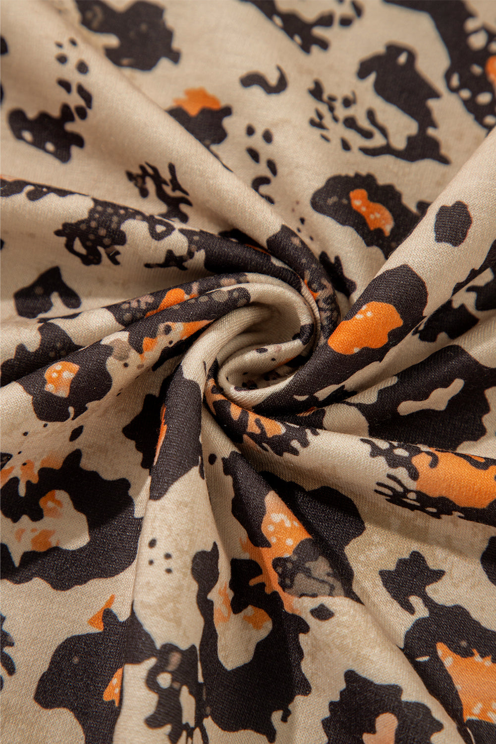 Sweat-shirt pull à manches raglan délavées à imprimé léopard marron