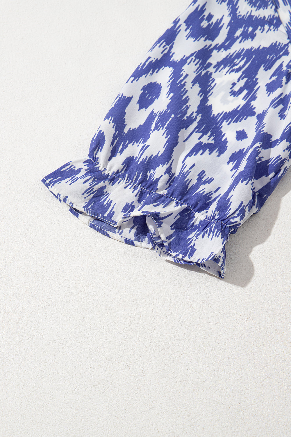 Sky Blue Geometric Print V Neck Casual Long Dress