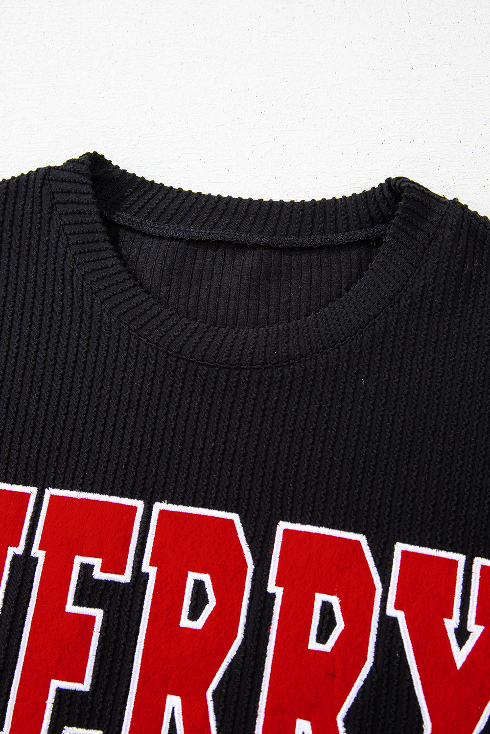 Racing Red Corded MERRY Long Sleeve Top and Shorts Pajama Set