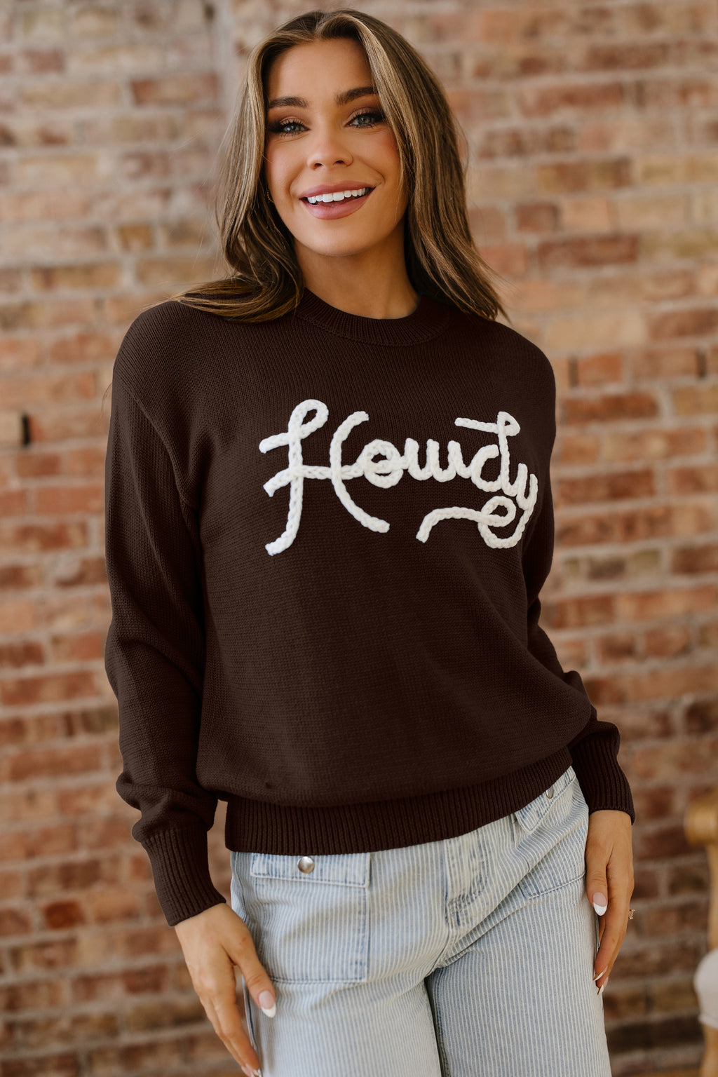 Pull western brodé Chicory Coffee Howdy