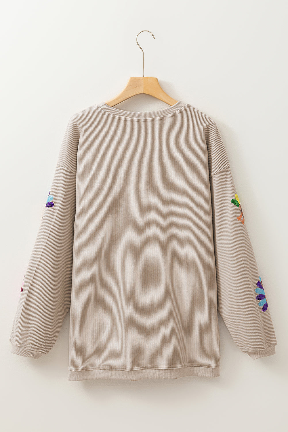 Racing Red Turkey Graphic Sequins Patch Corded Baggy Sweatshirt