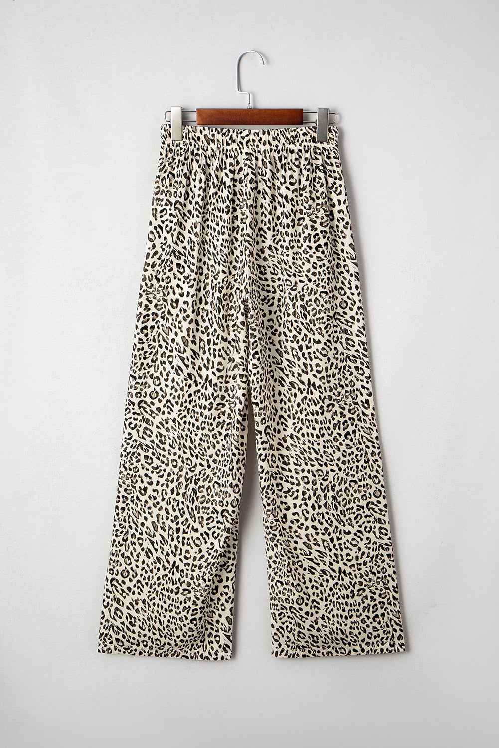 Pantalones holgados con cordón de leopardo marrón