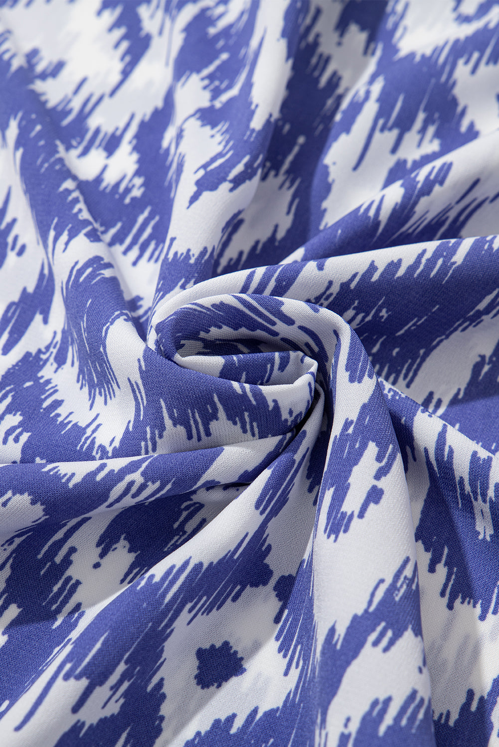 Sky Blue Geometric Print V Neck Casual Long Dress