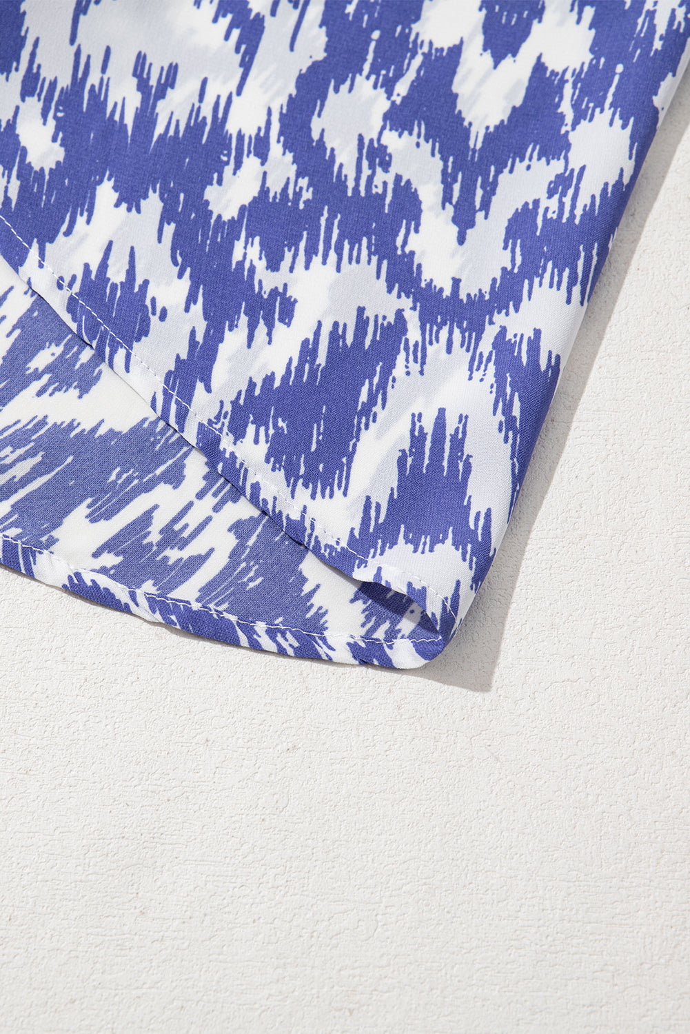 Sky Blue Geometric Print V Neck Casual Long Dress