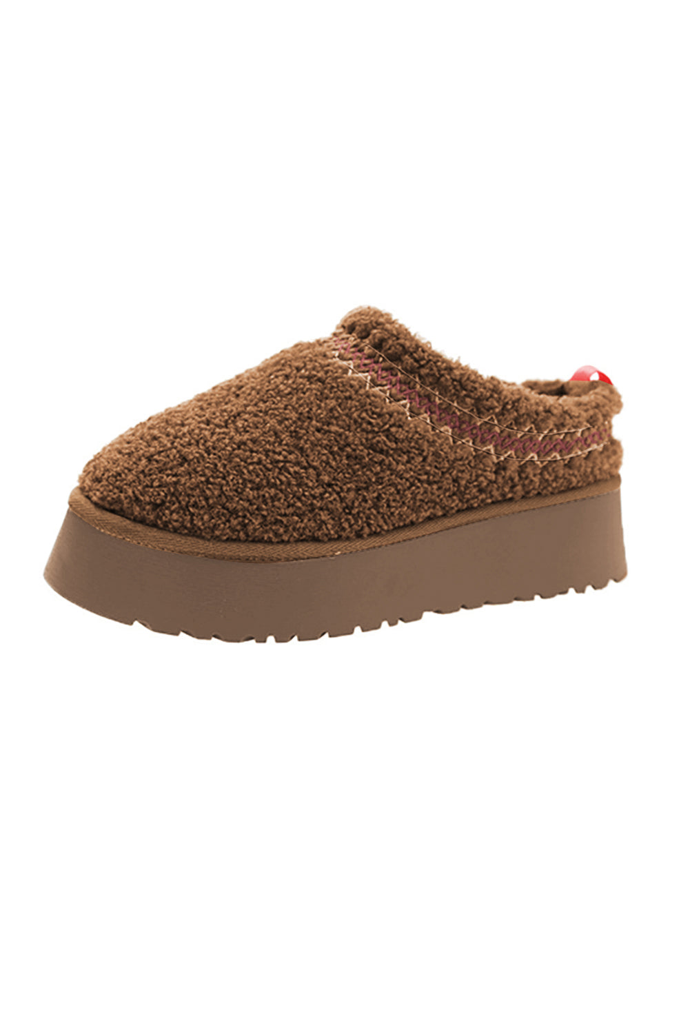 Chestnut Contrast Edge Plush Thick Sole Slippers